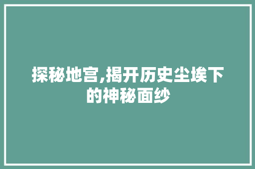 探秘地宫,揭开历史尘埃下的神秘面纱