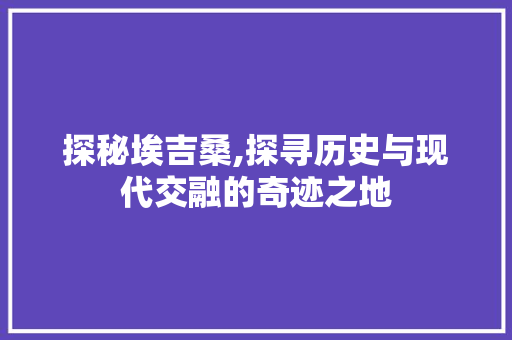 探秘埃吉桑,探寻历史与现代交融的奇迹之地