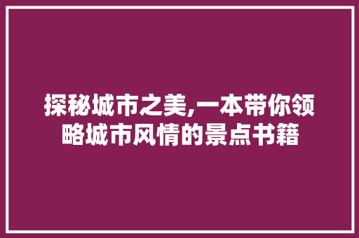 探秘城市之美,一本带你领略城市风情的景点书籍