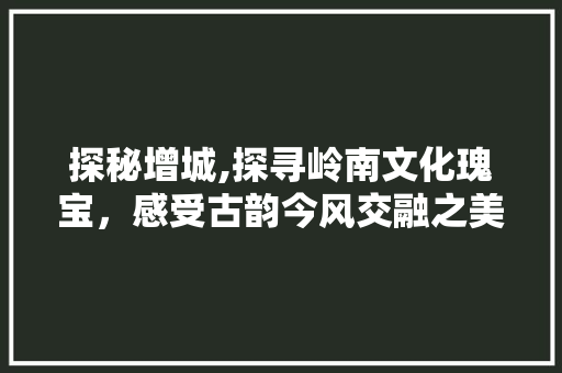 探秘增城,探寻岭南文化瑰宝，感受古韵今风交融之美