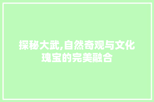 探秘大武,自然奇观与文化瑰宝的完美融合  第1张