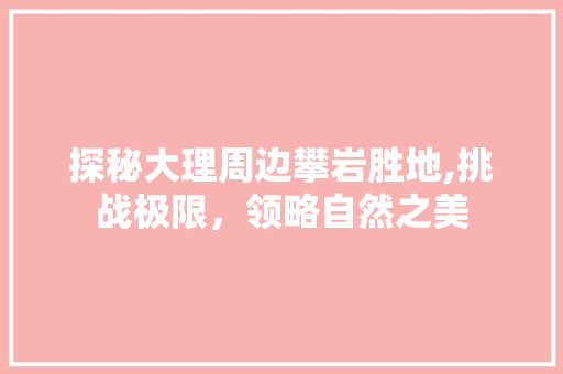 探秘大理周边攀岩胜地,挑战极限，领略自然之美