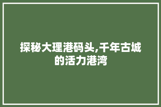 探秘大理港码头,千年古城的活力港湾