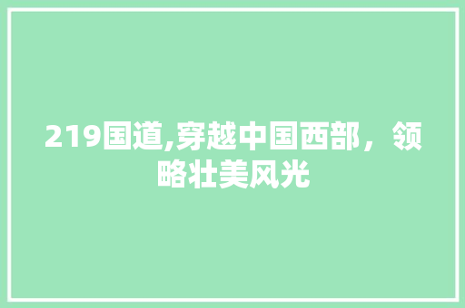 219国道,穿越中国西部，领略壮美风光