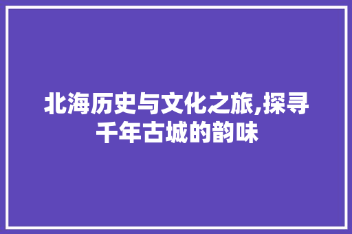 北海历史与文化之旅,探寻千年古城的韵味  第1张