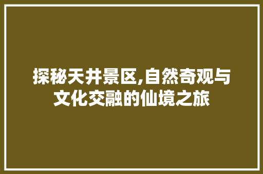 探秘天井景区,自然奇观与文化交融的仙境之旅