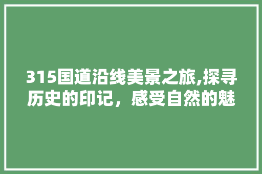 315国道沿线美景之旅,探寻历史的印记，感受自然的魅力  第1张