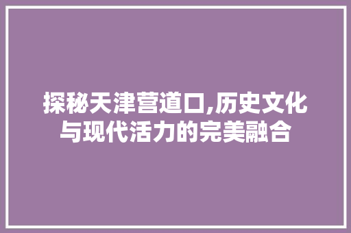 探秘天津营道口,历史文化与现代活力的完美融合  第1张