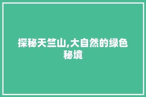 探秘天竺山,大自然的绿色秘境