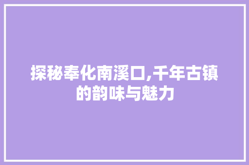 探秘奉化南溪口,千年古镇的韵味与魅力  第1张