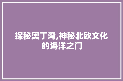 探秘奥丁湾,神秘北欧文化的海洋之门  第1张