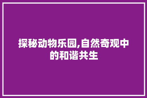 探秘动物乐园,自然奇观中的和谐共生