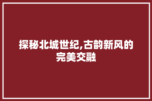 探秘北城世纪,古韵新风的完美交融