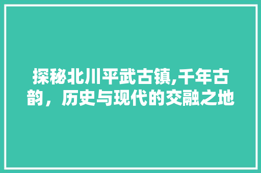 探秘北川平武古镇,千年古韵，历史与现代的交融之地