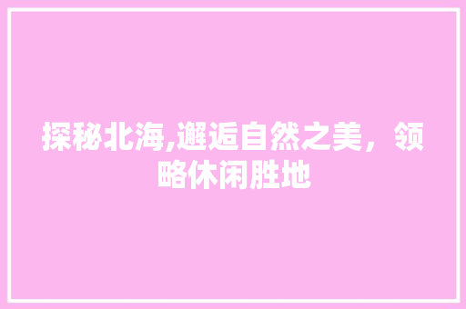 探秘北海,邂逅自然之美，领略休闲胜地