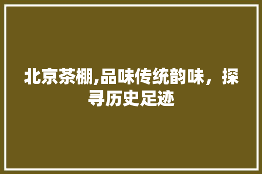 北京茶棚,品味传统韵味，探寻历史足迹