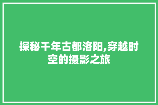 探秘千年古都洛阳,穿越时空的摄影之旅  第1张