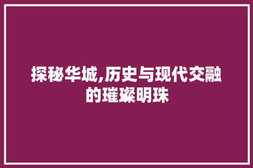 探秘华城,历史与现代交融的璀璨明珠  第1张