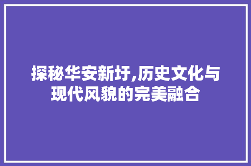 探秘华安新圩,历史文化与现代风貌的完美融合