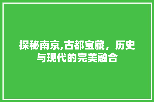 探秘南京,古都宝藏，历史与现代的完美融合