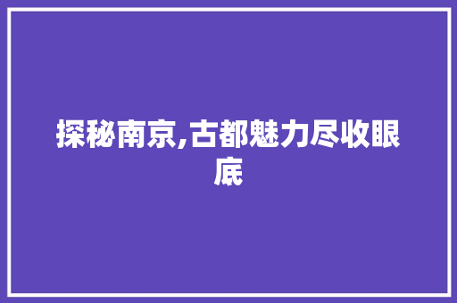 探秘南京,古都魅力尽收眼底