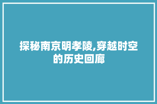 探秘南京明孝陵,穿越时空的历史回廊