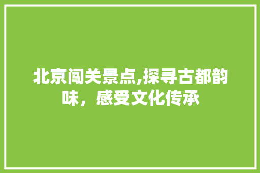 北京闯关景点,探寻古都韵味，感受文化传承  第1张