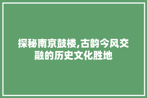 探秘南京鼓楼,古韵今风交融的历史文化胜地