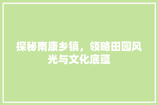 探秘南康乡镇，领略田园风光与文化底蕴