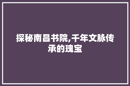 探秘南昌书院,千年文脉传承的瑰宝  第1张