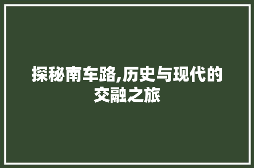 探秘南车路,历史与现代的交融之旅  第1张