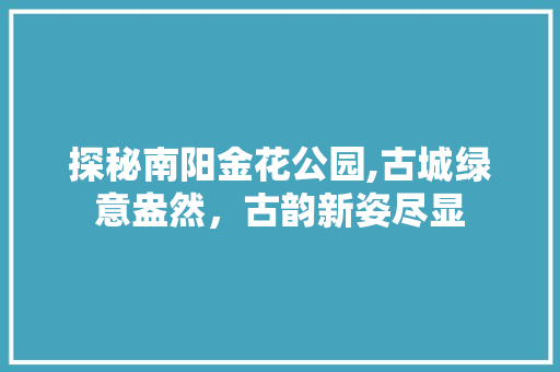 探秘南阳金花公园,古城绿意盎然，古韵新姿尽显