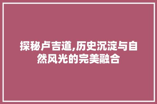 探秘卢吉道,历史沉淀与自然风光的完美融合