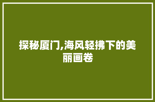 探秘厦门,海风轻拂下的美丽画卷  第1张