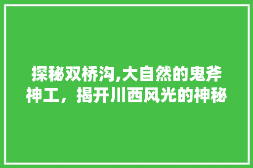 探秘双桥沟,大自然的鬼斧神工，揭开川西风光的神秘面纱