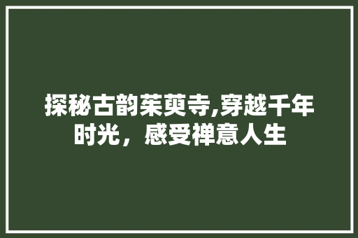 探秘古韵茱萸寺,穿越千年时光，感受禅意人生