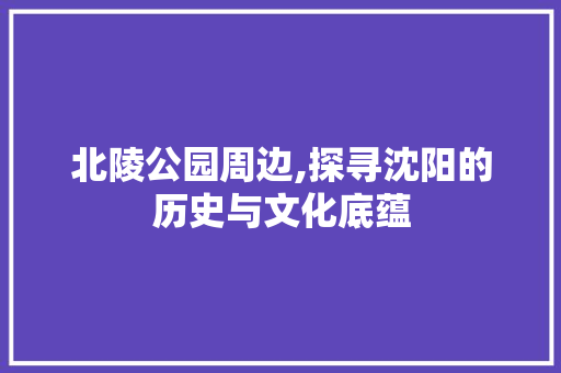 北陵公园周边,探寻沈阳的历史与文化底蕴