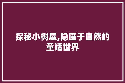 探秘小树屋,隐匿于自然的童话世界  第1张