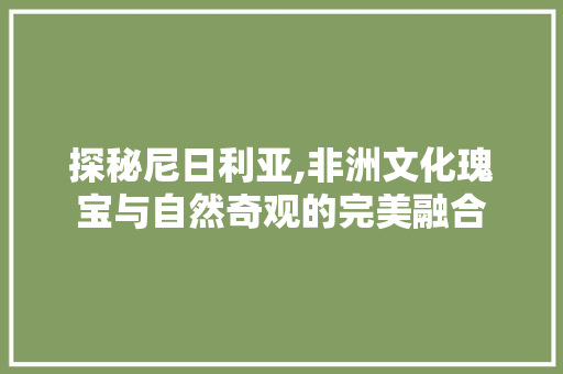 探秘尼日利亚,非洲文化瑰宝与自然奇观的完美融合