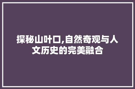 探秘山叶口,自然奇观与人文历史的完美融合