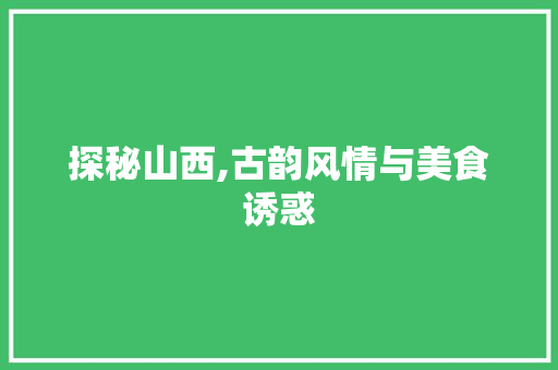 探秘山西,古韵风情与美食诱惑