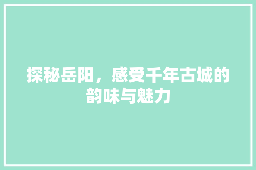 探秘岳阳，感受千年古城的韵味与魅力  第1张