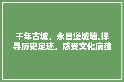 千年古城，永昌堡城墙,探寻历史足迹，感受文化底蕴