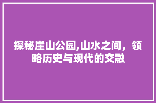 探秘崖山公园,山水之间，领略历史与现代的交融