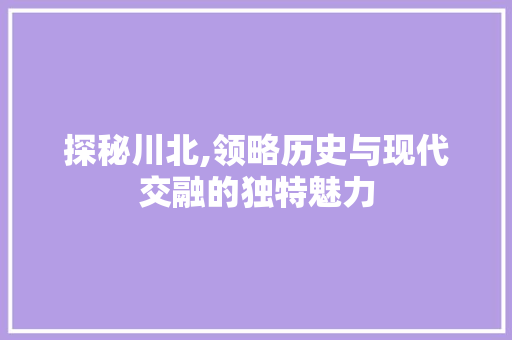 探秘川北,领略历史与现代交融的独特魅力