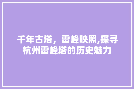 千年古塔，雷峰映照,探寻杭州雷峰塔的历史魅力