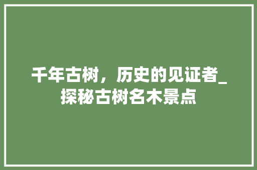 千年古树，历史的见证者_探秘古树名木景点