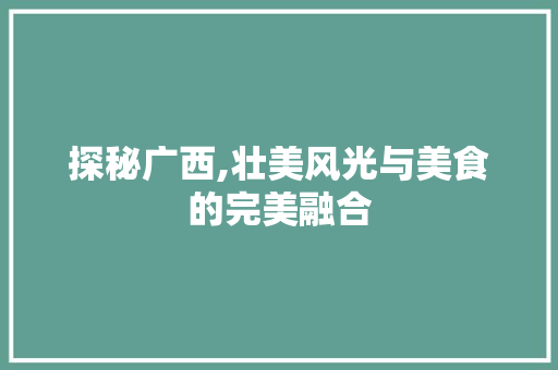 探秘广西,壮美风光与美食的完美融合