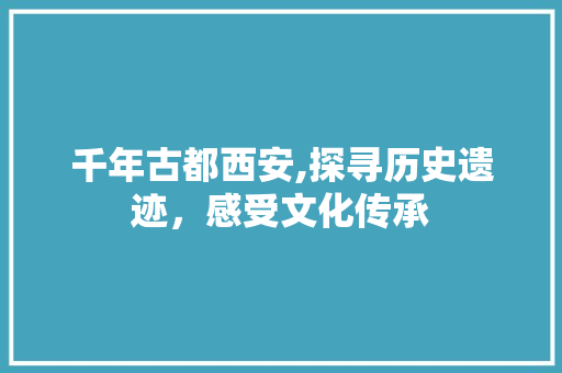 千年古都西安,探寻历史遗迹，感受文化传承