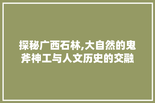 探秘广西石林,大自然的鬼斧神工与人文历史的交融